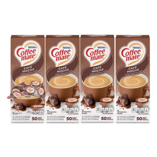Picture of Liquid Coffee Creamer, Cafe Mocha, 0.38 Oz Mini Cups, 50/box, 4 Boxes/carton, 200 Total/carton