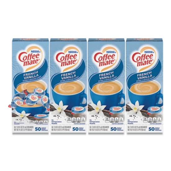 Picture of Liquid Coffee Creamer, French Vanilla, 0.38 Oz Mini Cups, 50/box, 4 Boxes/carton, 200 Total/carton