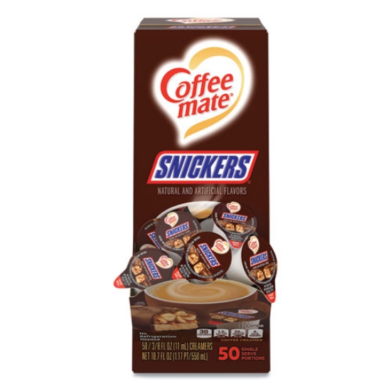 Picture of Liquid Coffee Creamer, Snickers, 0.38 Oz Mini Cups, 50 Cups/box