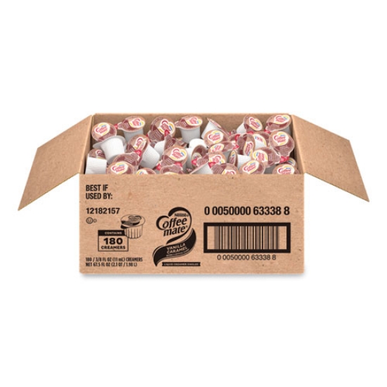 Picture of 180 Count Bulk Liquid Coffee Creamer, Vanilla Caramel, 0.38 oz, 180/Carton