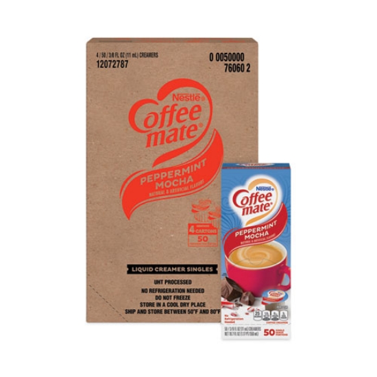 Picture of Liquid Coffee Creamer, Peppermint Mocha, 0.38 Oz Mini Cups, 50/box, 4 Boxes/carton, 200 Total/carton