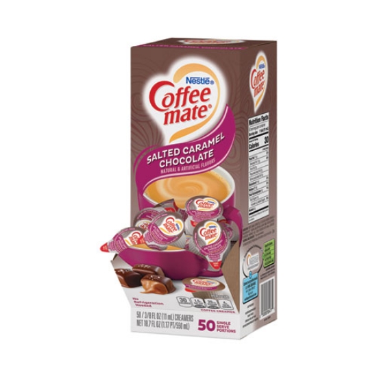 Picture of Liquid Coffee Creamer, Salted Caramel Chocolate, 0.38 Oz Mini Cups, 50/box