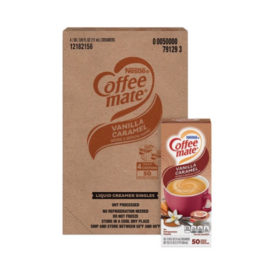 Picture of Liquid Coffee Creamer, Vanilla Caramel, 0.38 Oz Mini Cups, 50/box, 4 Boxes/carton, 200 Total/carton