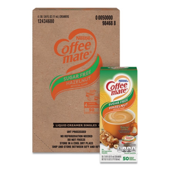 Picture of Liquid Coffee Creamer, Sugar Free Hazelnut, 0.38 oz Mini Cups, 50/Box, 4 Boxes/Carton