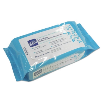 Picture of Nice 'n Clean Baby Wipes, 1-Ply, 6.6 x 7.9, Unscented, White, 80/Pack, 12 Packs/Carton