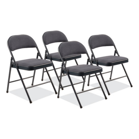 Picture of 970 Series Fabric Padded Steel Folding Chair, Supports 250 lb, 17.75" Seat Ht, Star Trail Blue, 4/CT,Ships in 1-3 Bus Days