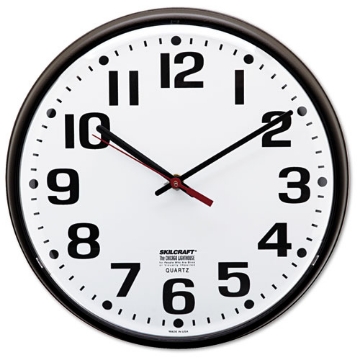Picture of 6645010468849 Skilcraft Slimline Quartz Wall Clock, 12.75" Overall Diameter, Brown Case, 1 Aa (sold Separately)