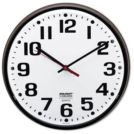 Picture of 6645010468849 Skilcraft Slimline Quartz Wall Clock, 12.75" Overall Diameter, Brown Case, 1 Aa (sold Separately)