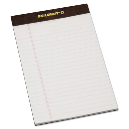 Picture of 7530013723107 Skilcraft Legal Pads, Wide/legal Rule, Brown Leatherette Headband, 50 White 5 X 8 Sheets, Dozen