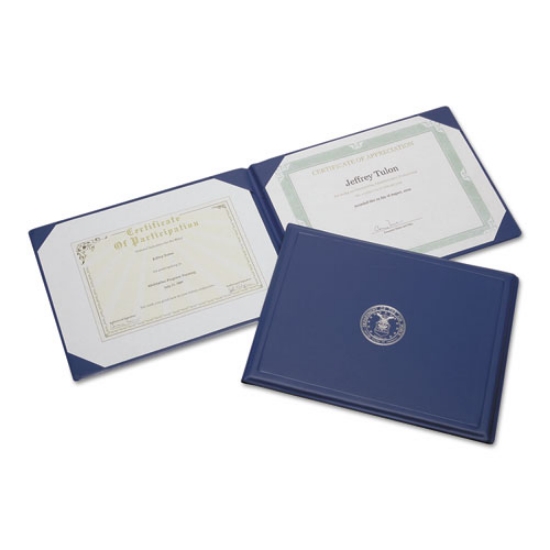Picture of 7510004822994 SKILCRAFT Award Certificate Binder, 8.5 x 11, Navy Seal, Blue/Gold
