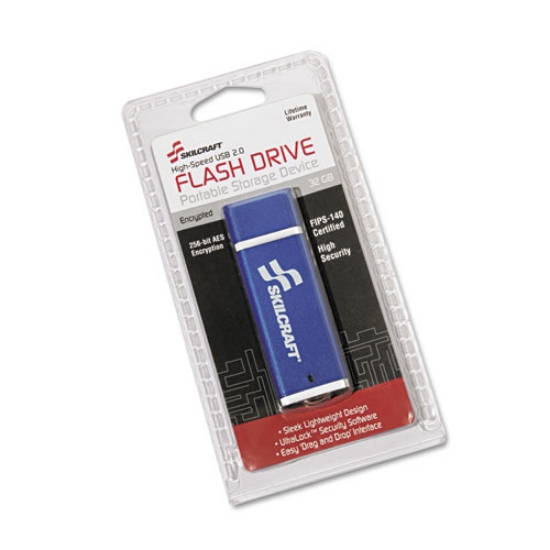 Picture of 7045015691704, Skilcraft Usb Flash Drive With 256-Bit Aes Encryption, 32 Gb, Blue
