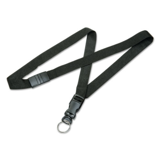 Picture of 8455016130196 SKILCRAFT Breakaway Lanyard, Plastic Key Ring Fastener, 36" Long, Nylon, Black, Dozen