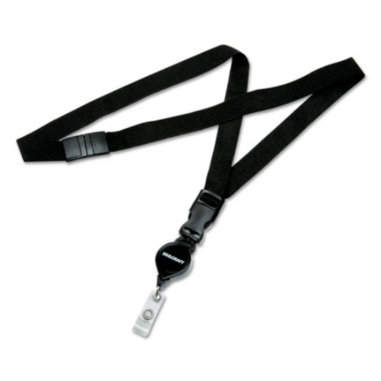 Picture of 8455016130199 SKILCRAFT Breakaway Lanyard, Plastic Retractable Reel Fastener, 36"Long, Nylon, Black, Dozen