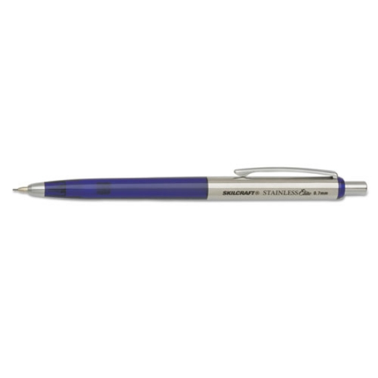 Picture of 7520016558504 SKILCRAFT Stainless Elite Mechanical Pencil, 0.7 mm, F (#2.5), Black Lead, Blue/Silver Barrel, 3/Pack