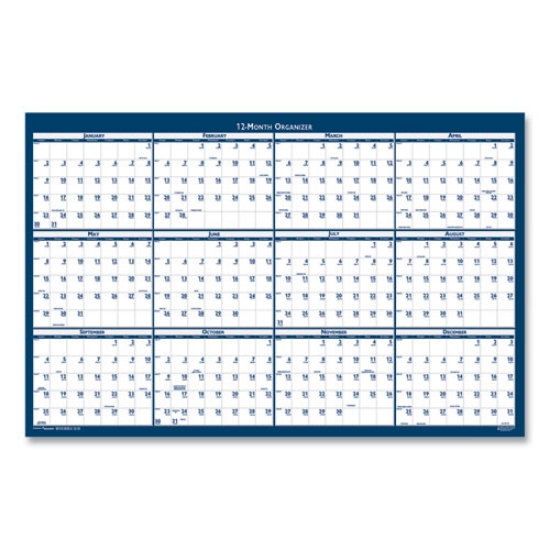 Picture of 7510016956112 SKILCRAFT Two-Sided Dry Erase Wall Calendar, 24 x 37, White/Blue Sheets, 12-Month (Jan to Dec): 2024