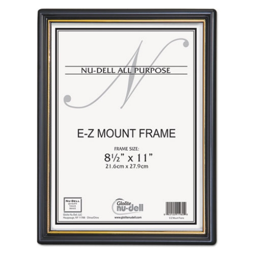 Picture of Ez Mount Document Frame With Trim Accent And Plastic Face, Plastic, 8.5 X 11 Insert, Black/gold