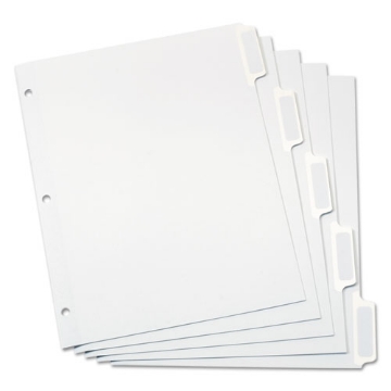 Picture of Custom Label Tab Dividers With Self-Adhesive Tab Labels, 5-Tab, 11 X 8.5, White, 5 Sets