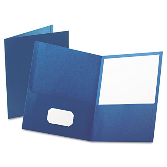 Picture of Twin-Pocket Folder, Embossed Leather Grain Paper, 0.5" Capacity, 11 X 8.5, Blue, 25/box