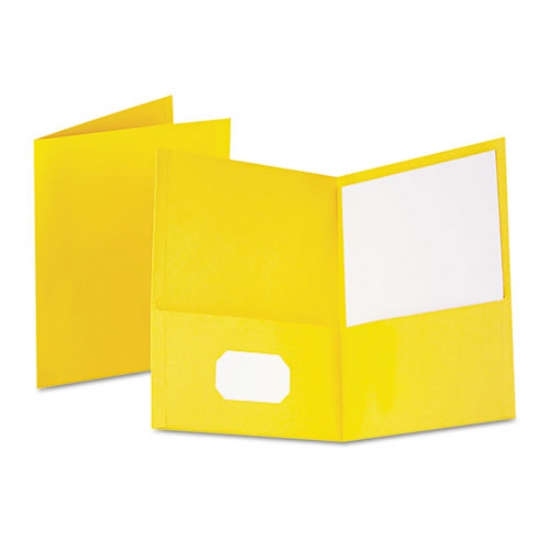 Picture of Twin-Pocket Folder, Embossed Leather Grain Paper, 0.5" Capacity, 11 X 8.5, Yellow, 25/box