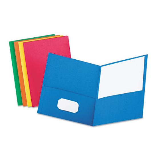 Picture of Twin-Pocket Folder, Embossed Leather Grain Paper, 0.5" Capacity, 11 X 8.5, Assorted Colors, 25/box