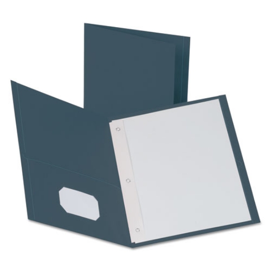Picture of Twin-Pocket Folders With 3 Fasteners, 0.5" Capacity, 11 X 8.5, Dark Blue, 25/box