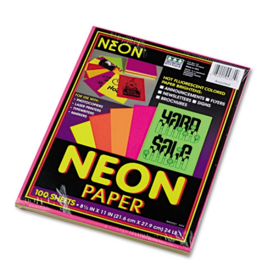 Picture of Array Colored Bond Paper, 24 lb Bond Weight, 8.5 x 11, Assorted Neon Colors, 100/Pack