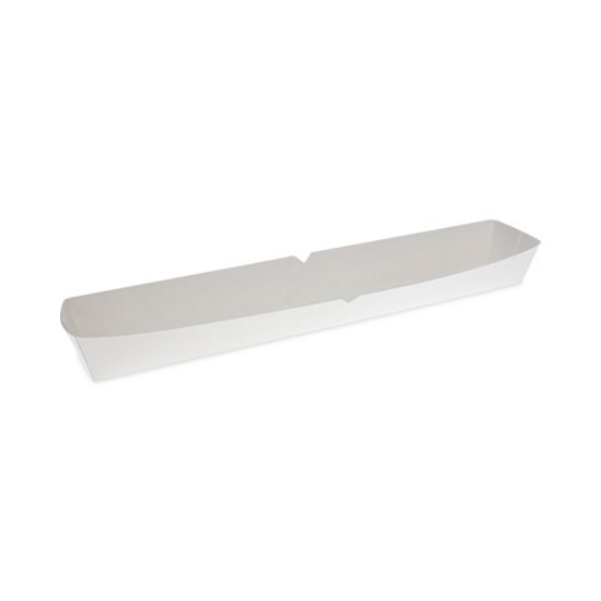 Picture of Paperboard Boat Basket, Hot Dog Tray with Perforations, 16 oz, 12.51 x 2.06 x 1.75, White, Paper, 500/Carton