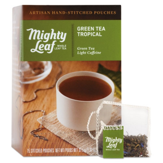 Picture of Whole Leaf Tea Pouches, Green Tea Tropical, 15/box