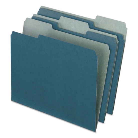 Picture of Earthwise by Pendaflex 100% Recycled Colored File Folders, 1/3-Cut Tabs: Assorted, Letter Size, 0.5" Expansion, Blue, 100/Box