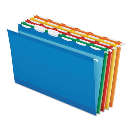 Picture of Ready-Tab Colored Reinforced Hanging Folders, Legal Size, 1/6-Cut Tabs, Assorted Colors, 25/Box