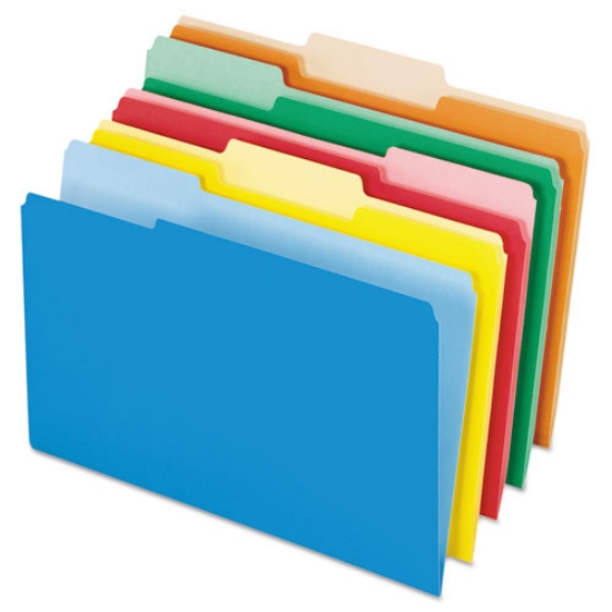 Picture of Interior File Folders, 1/3-Cut Tabs: Assorted, Legal Size, Assorted Colors, 100/Box