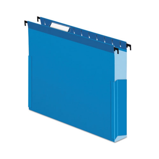 Picture of SureHook Reinforced Extra-Capacity Hanging Box File, 1 Section, 3" Capacity, Letter Size, 1/5-Cut Tabs, Blue, 25/Box