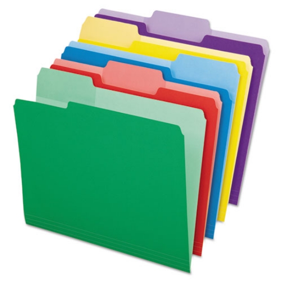 Picture of File Folders with Erasable Tabs, 1/3-Cut Tabs: Assorted, Letter Size, Assorted Colors, 30/Pack