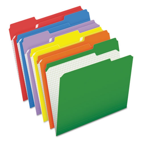 Picture of Double-Ply Reinforced Top Tab Colored File Folders, 1/3-Cut Tabs: Assorted, Letter, 0.75" Expansion, Assorted Colors, 100/Box