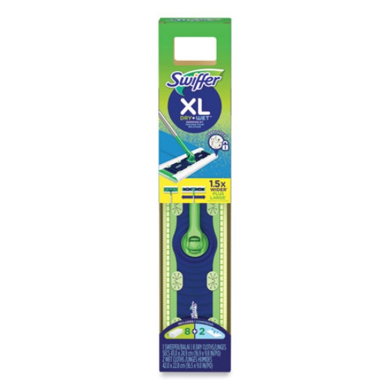 Picture of Sweeper Mop, 16.5 x 9 White Cloth Head, 46" Green/Silver Aluminum/Plastic Handle