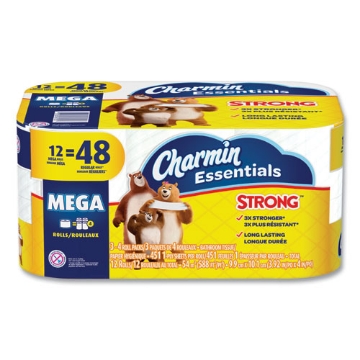Picture of Essentials Strong Bathroom Tissue, Septic Safe, 1-Ply, White, 451/Roll,12 Rolls/Pack