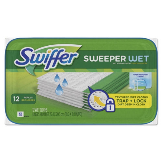 Picture of Wet Refill Cloths, 10 x 8, Open Window Fresh, Cloth, White, 12/Tub