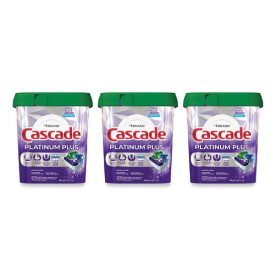 Picture of Platinum Plus ActionPacs Dishwasher Detergent Pods, Fresh Scent, 28.4 oz Tub, 52/Tub, 3 Tubs/Carton