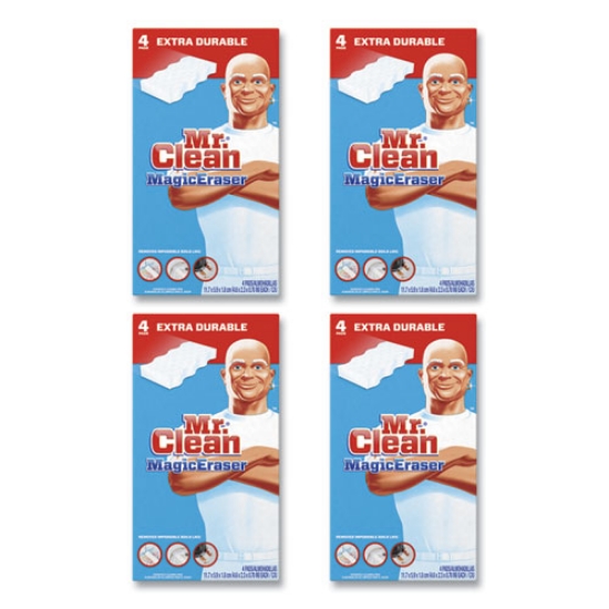 Picture of Magic Eraser Extra Durable, 4.6 X 2.4, 0.7" Thick, White, 4/box, 8 Boxes/carton