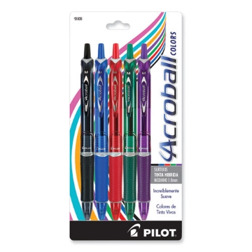 Picture of Acroball Colors Advanced Ink Hybrid Gel Pen, Retractable, Medium 1 mm, Assorted Ink and Barrel Colors, 5/Pack