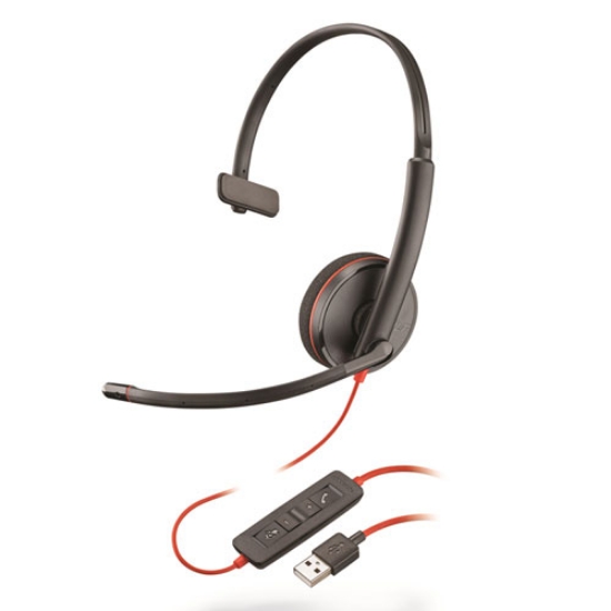 Picture of Blackwire 3210 Monaural Over The Head USB Headset, Black