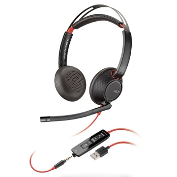 Picture of blackwire 5220 binaural over the head headset, black