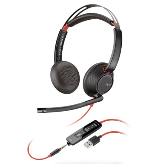 Picture of blackwire 5220 binaural over the head headset, black