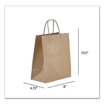 Picture of Kraft Paper Bags, Tempo, 8 X 4.75 X 10.5, Natural, 250/carton