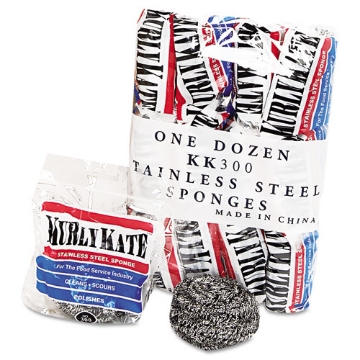 Picture of Stainless Steel Scrubbers, Medium, 3.5 X 3.5, Steel Gray, 12/pack, 12 Packs/carton