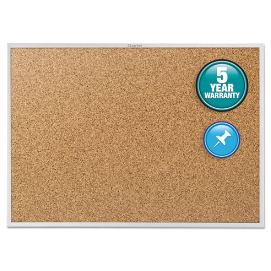 Picture of Classic Series Cork Bulletin Board, 36 x 24, Tan Surface, Silver Anodized Aluminum Frame