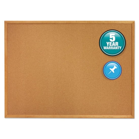 Picture of Classic Series Cork Bulletin Board, 36 x 24, Tan Surface, Oak Fiberboard Frame