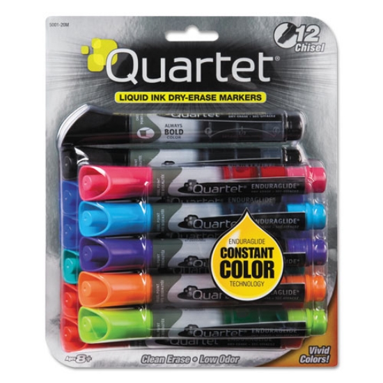 Picture of Enduraglide Dry Erase Marker, Broad Chisel Tip, Nine Assorted Colors, 12/set