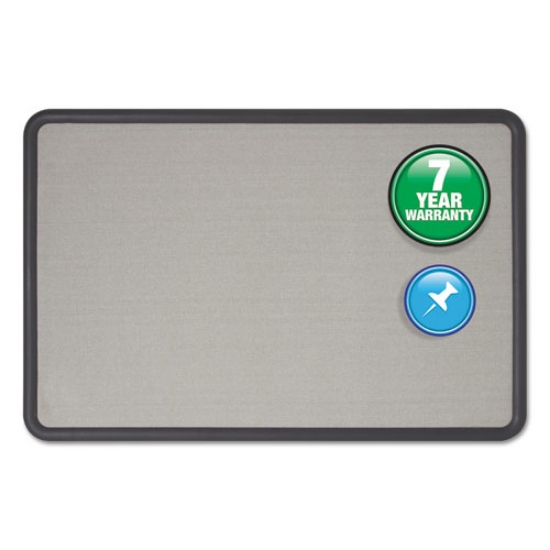 Picture of Contour Fabric Bulletin Board, 36 X 24, Gray Surface, Black Plastic Frame