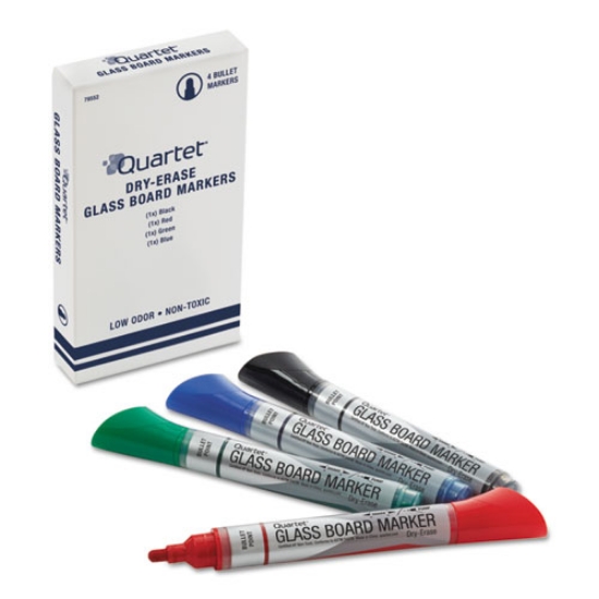 Picture of Premium Glass Board Dry Erase Marker, Broad Bullet Tip, Assorted Colors, 4/pack